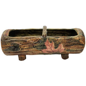 Vintage Weller Pottery Woodcraft Oak Leaf Log Planter